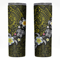 Hawaiian Turtle and Plumeria Skinny Tumbler Polynesian Tattoo and Tribal Elements Pattern Yellow Color LT03 Yellow - Polynesian Pride