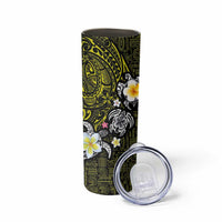 Hawaiian Turtle and Plumeria Skinny Tumbler Polynesian Tattoo and Tribal Elements Pattern Yellow Color LT03 - Polynesian Pride