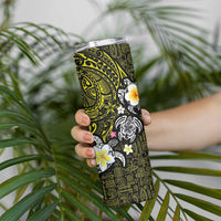 Hawaiian Turtle and Plumeria Skinny Tumbler Polynesian Tattoo and Tribal Elements Pattern Yellow Color LT03 - Polynesian Pride
