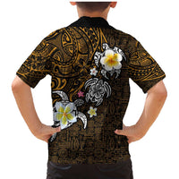 Hawaiian Turtle and Plumeria Family Matching Mermaid Dress and Hawaiian Shirt Polynesian Tattoo and Tribal Elements Pattern Orange Color LT03 - Polynesian Pride
