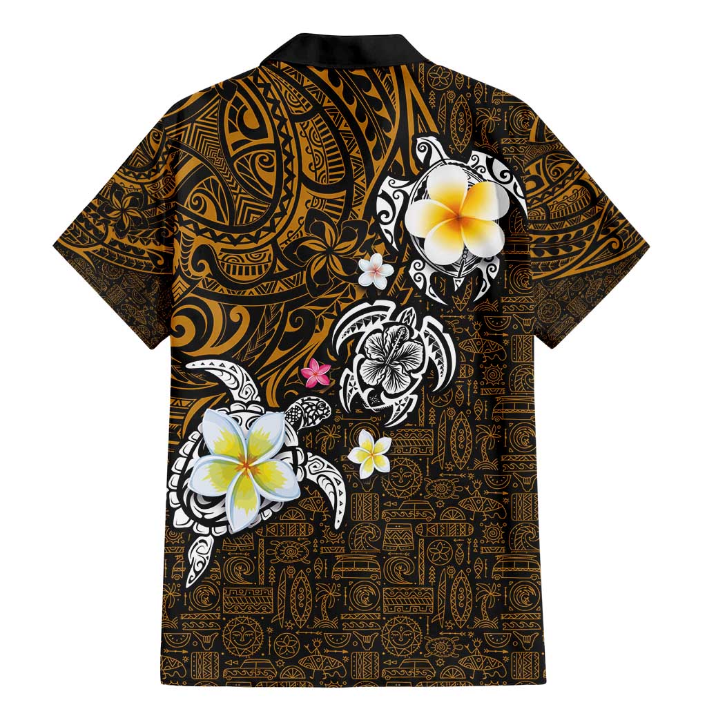 Hawaiian Turtle and Plumeria Family Matching Mermaid Dress and Hawaiian Shirt Polynesian Tattoo and Tribal Elements Pattern Orange Color LT03 - Polynesian Pride