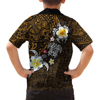 Hawaiian Turtle and Plumeria Family Matching Off Shoulder Maxi Dress and Hawaiian Shirt Polynesian Tattoo and Tribal Elements Pattern Orange Color LT03 - Polynesian Pride