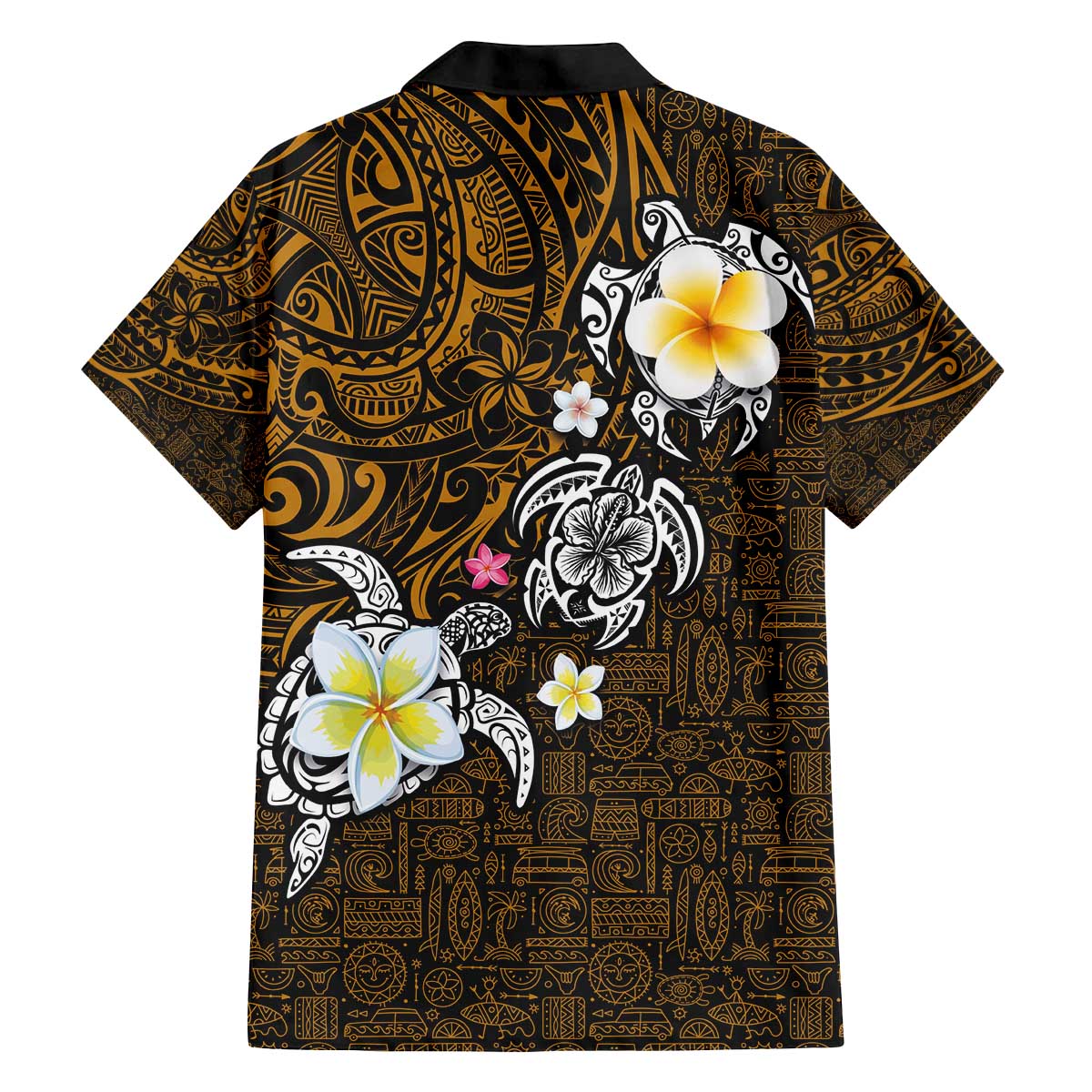 Hawaiian Turtle and Plumeria Family Matching Puletasi and Hawaiian Shirt Polynesian Tattoo and Tribal Elements Pattern Orange Color LT03 - Polynesian Pride