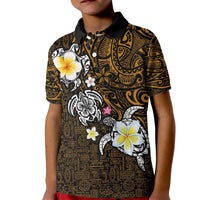 Hawaiian Turtle and Plumeria Kid Polo Shirt Polynesian Tattoo and Tribal Elements Pattern Orange Color LT03 Kid Orange - Polynesian Pride