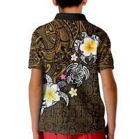 Hawaiian Turtle and Plumeria Kid Polo Shirt Polynesian Tattoo and Tribal Elements Pattern Orange Color LT03 - Polynesian Pride