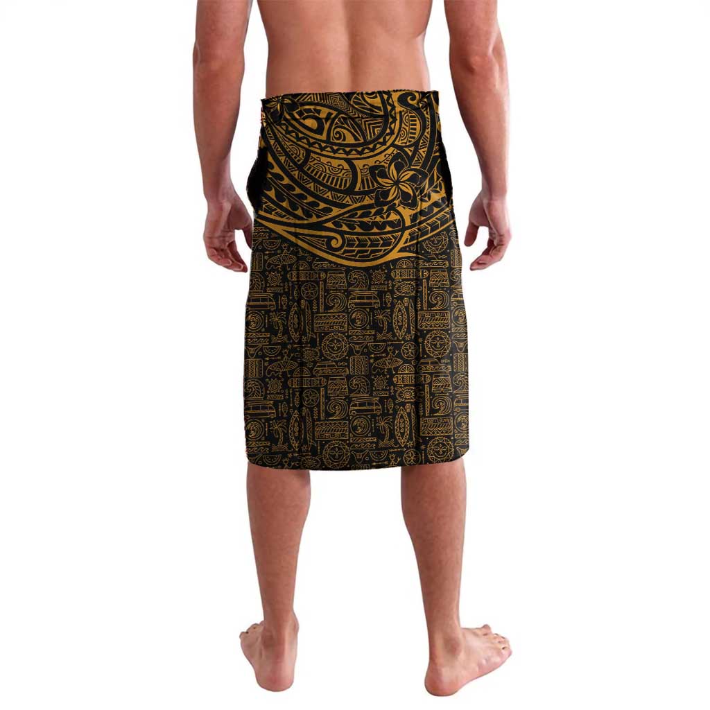 Hawaiian Turtle and Plumeria Lavalava Polynesian Tattoo and Tribal Elements Pattern Orange Color