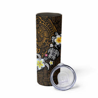 Hawaiian Turtle and Plumeria Skinny Tumbler Polynesian Tattoo and Tribal Elements Pattern Orange Color LT03 - Polynesian Pride