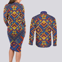 Kolose-Tuvalu Crochet Couples Matching Long Sleeve Bodycon Dress and Long Sleeve Button Shirt with Polynesian and Pacific Tattoos LT03 - Polynesian Pride