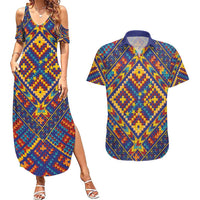 Kolose-Tuvalu Crochet Couples Matching Summer Maxi Dress and Hawaiian Shirt with Polynesian and Pacific Tattoos LT03 Navy - Polynesian Pride