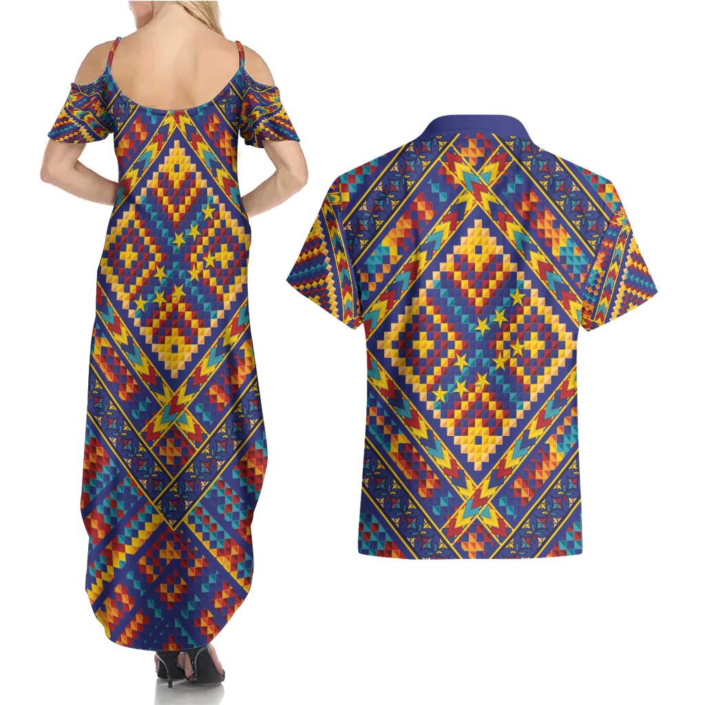 Kolose-Tuvalu Crochet Couples Matching Summer Maxi Dress and Hawaiian Shirt with Polynesian and Pacific Tattoos LT03 - Polynesian Pride