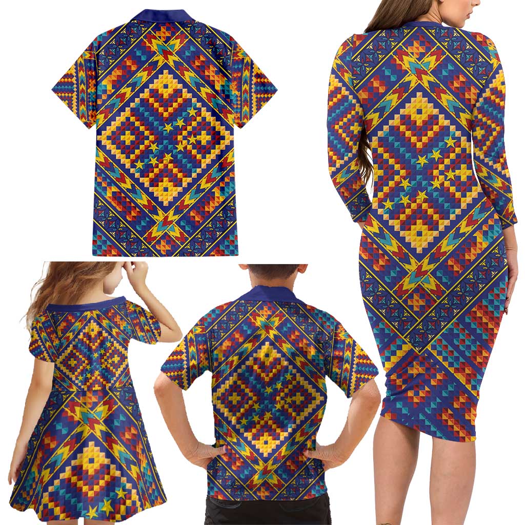 Kolose-Tuvalu Crochet Family Matching Long Sleeve Bodycon Dress and Hawaiian Shirt with Polynesian and Pacific Tattoos LT03 - Polynesian Pride