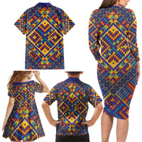 Kolose-Tuvalu Crochet Family Matching Long Sleeve Bodycon Dress and Hawaiian Shirt with Polynesian and Pacific Tattoos LT03 - Polynesian Pride