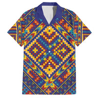 Kolose-Tuvalu Crochet Family Matching Long Sleeve Bodycon Dress and Hawaiian Shirt with Polynesian and Pacific Tattoos LT03 Dad's Shirt - Short Sleeve Navy - Polynesian Pride
