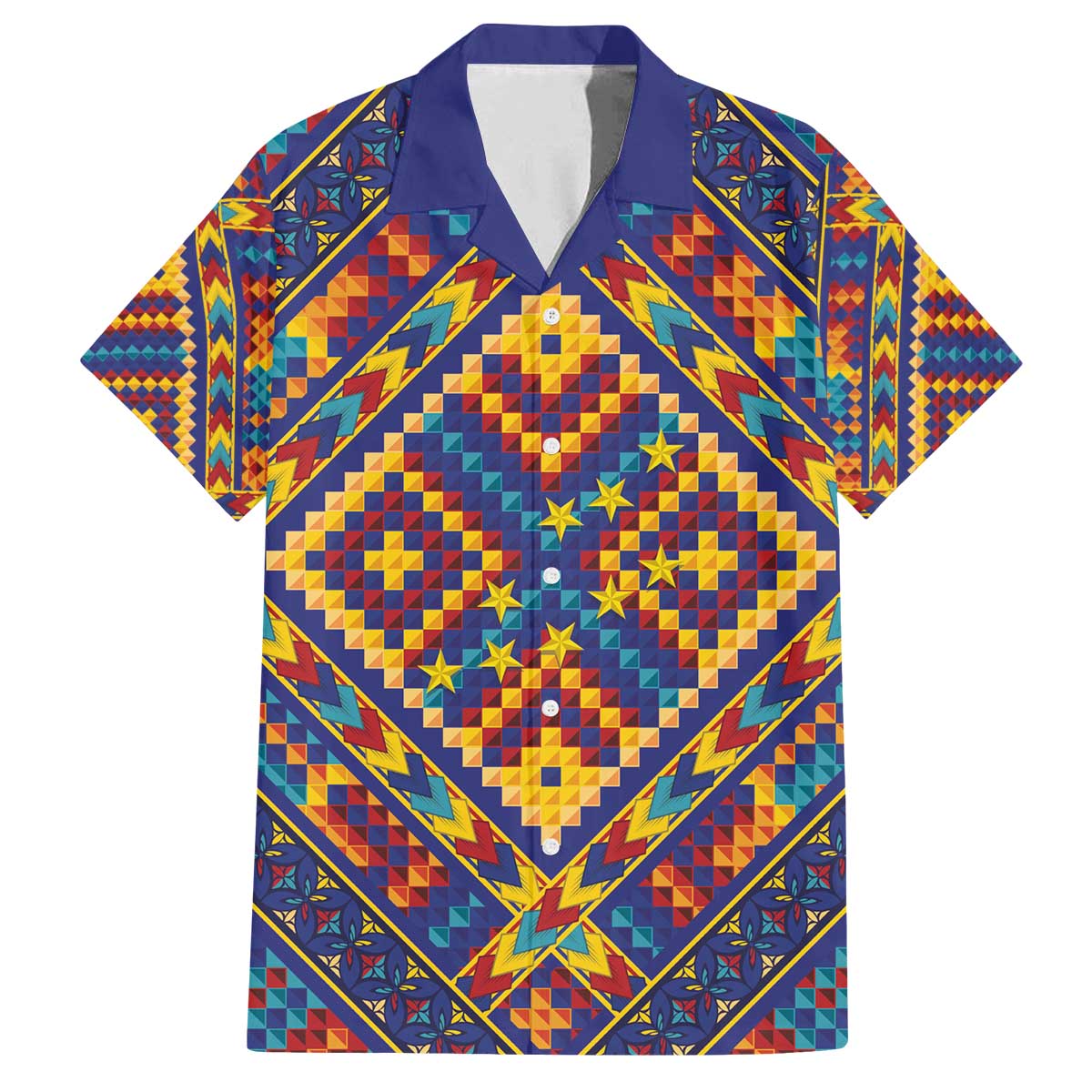 Kolose-Tuvalu Crochet Family Matching Off The Shoulder Long Sleeve Dress and Hawaiian Shirt with Polynesian and Pacific Tattoos LT03 Dad's Shirt - Short Sleeve Navy - Polynesian Pride