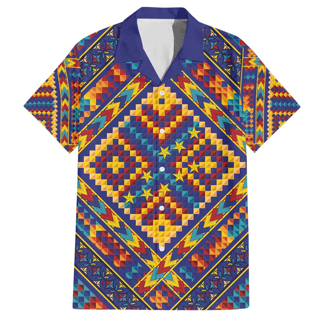 Kolose-Tuvalu Crochet Family Matching Off Shoulder Maxi Dress and Hawaiian Shirt with Polynesian and Pacific Tattoos LT03 Dad's Shirt - Short Sleeve Navy - Polynesian Pride