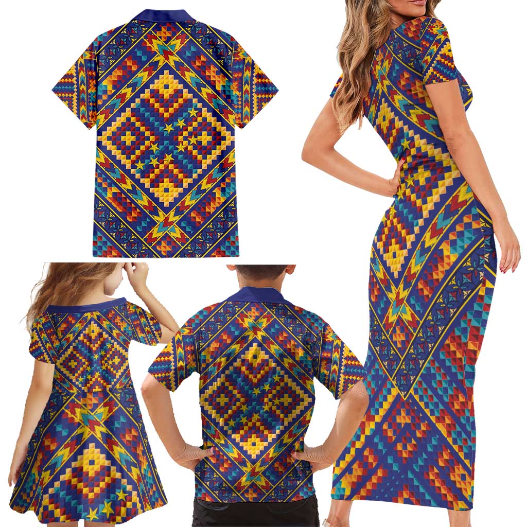 Kolose-Tuvalu Crochet Family Matching Short Sleeve Bodycon Dress and Hawaiian Shirt with Polynesian and Pacific Tattoos LT03 - Polynesian Pride
