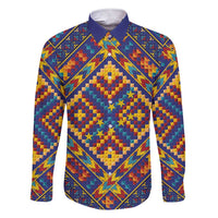 Kolose-Tuvalu Crochet Family Matching Short Sleeve Bodycon Dress and Hawaiian Shirt with Polynesian and Pacific Tattoos LT03 Dad's Shirt - Long Sleeve Navy - Polynesian Pride