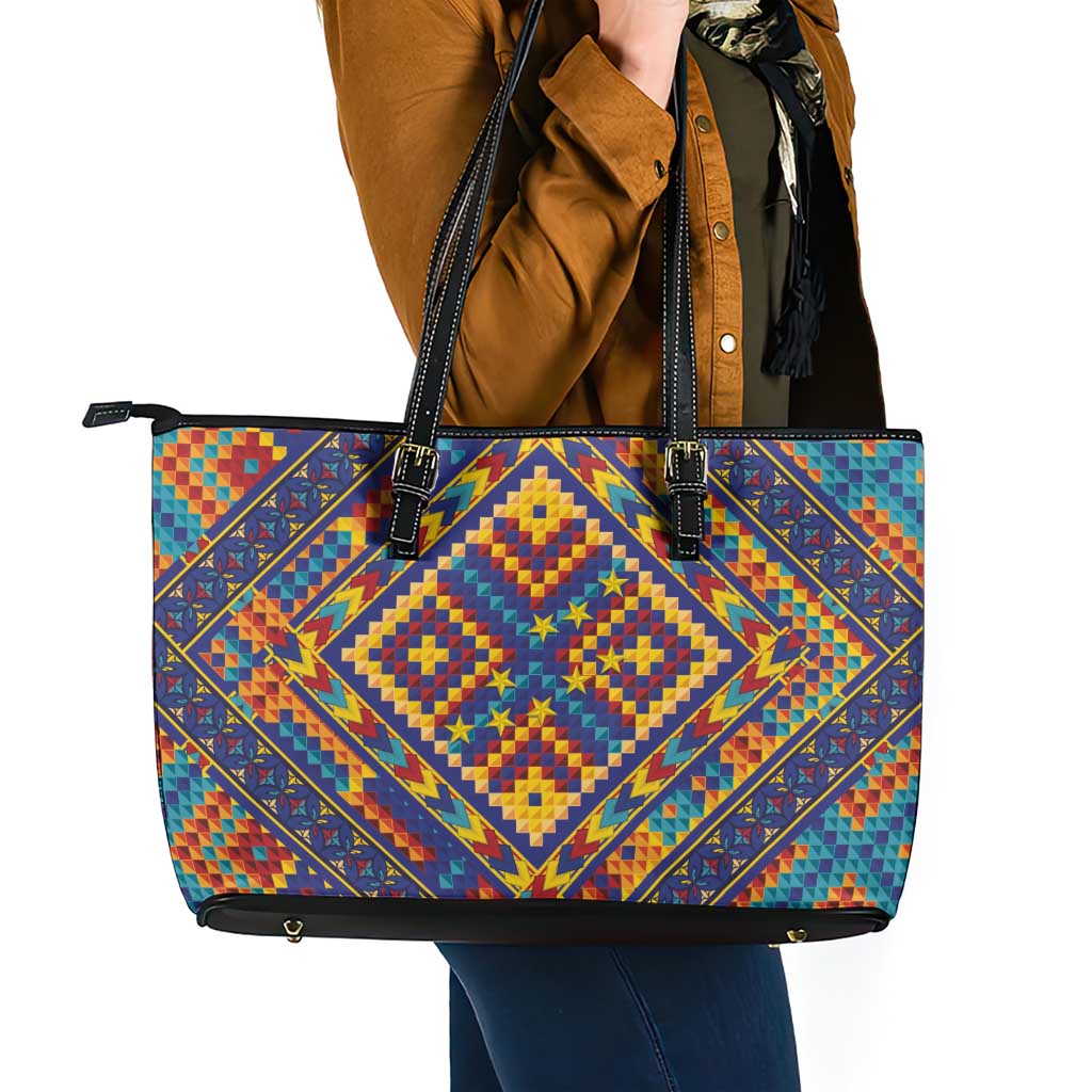 Kolose-Tuvalu Crochet Leather Tote Bag with Polynesian and Pacific Tattoos LT03 - Polynesian Pride