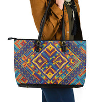 Kolose-Tuvalu Crochet Leather Tote Bag with Polynesian and Pacific Tattoos LT03 - Polynesian Pride