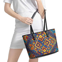 Kolose-Tuvalu Crochet Leather Tote Bag with Polynesian and Pacific Tattoos LT03 - Polynesian Pride
