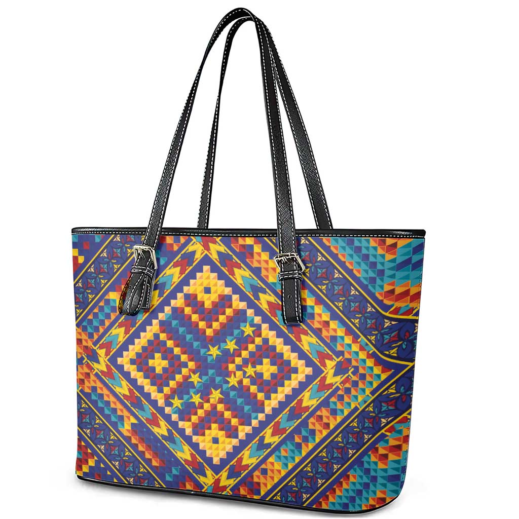 Kolose-Tuvalu Crochet Leather Tote Bag with Polynesian and Pacific Tattoos LT03 - Polynesian Pride