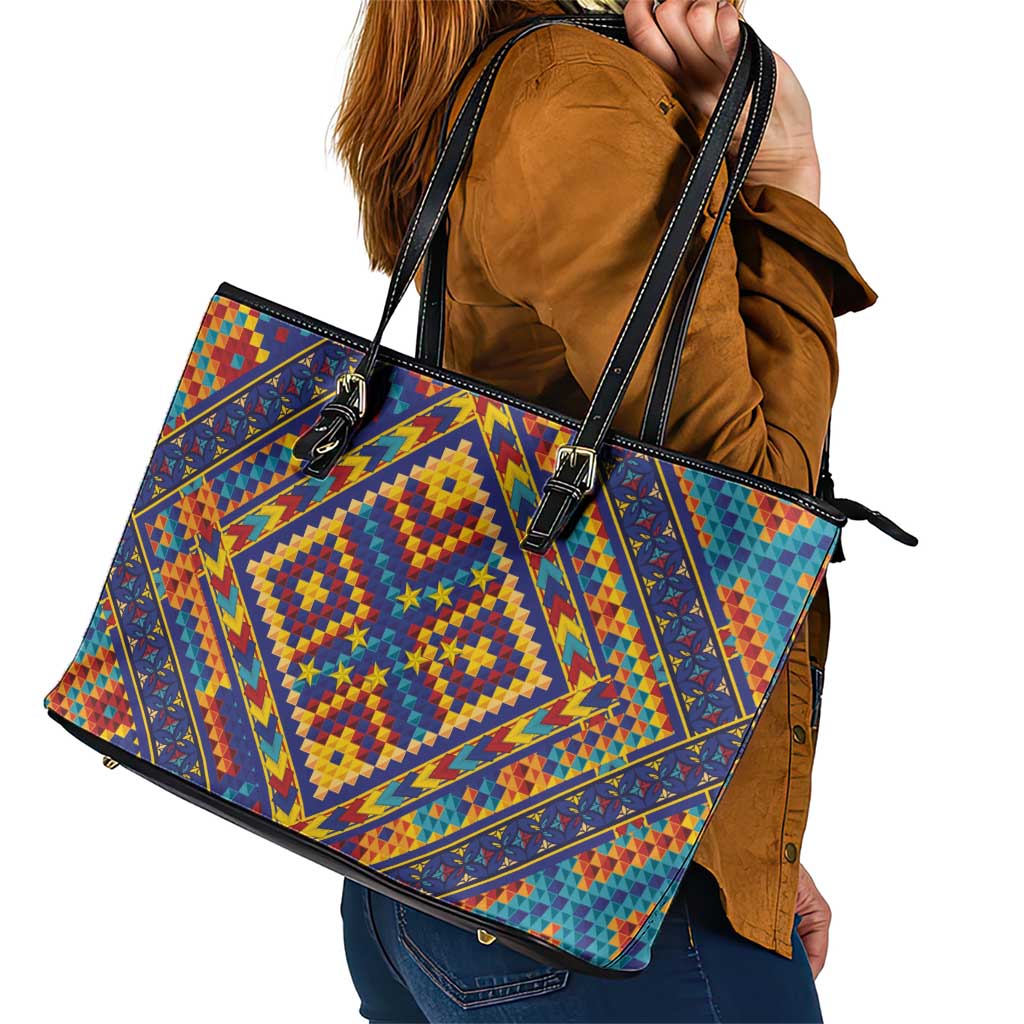 Kolose-Tuvalu Crochet Leather Tote Bag with Polynesian and Pacific Tattoos LT03 - Polynesian Pride