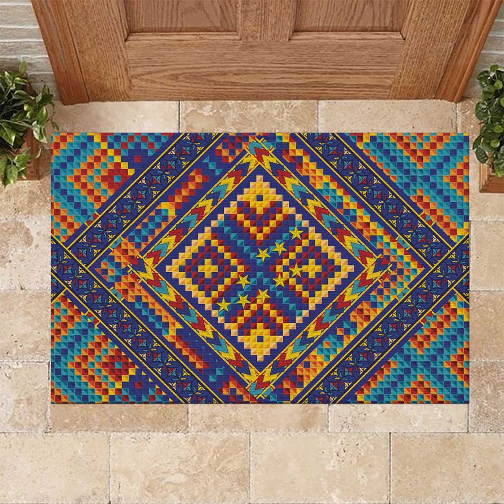 Kolose-Tuvalu Crochet Rubber Doormat with Polynesian and Pacific Tattoos LT03 Navy - Polynesian Pride