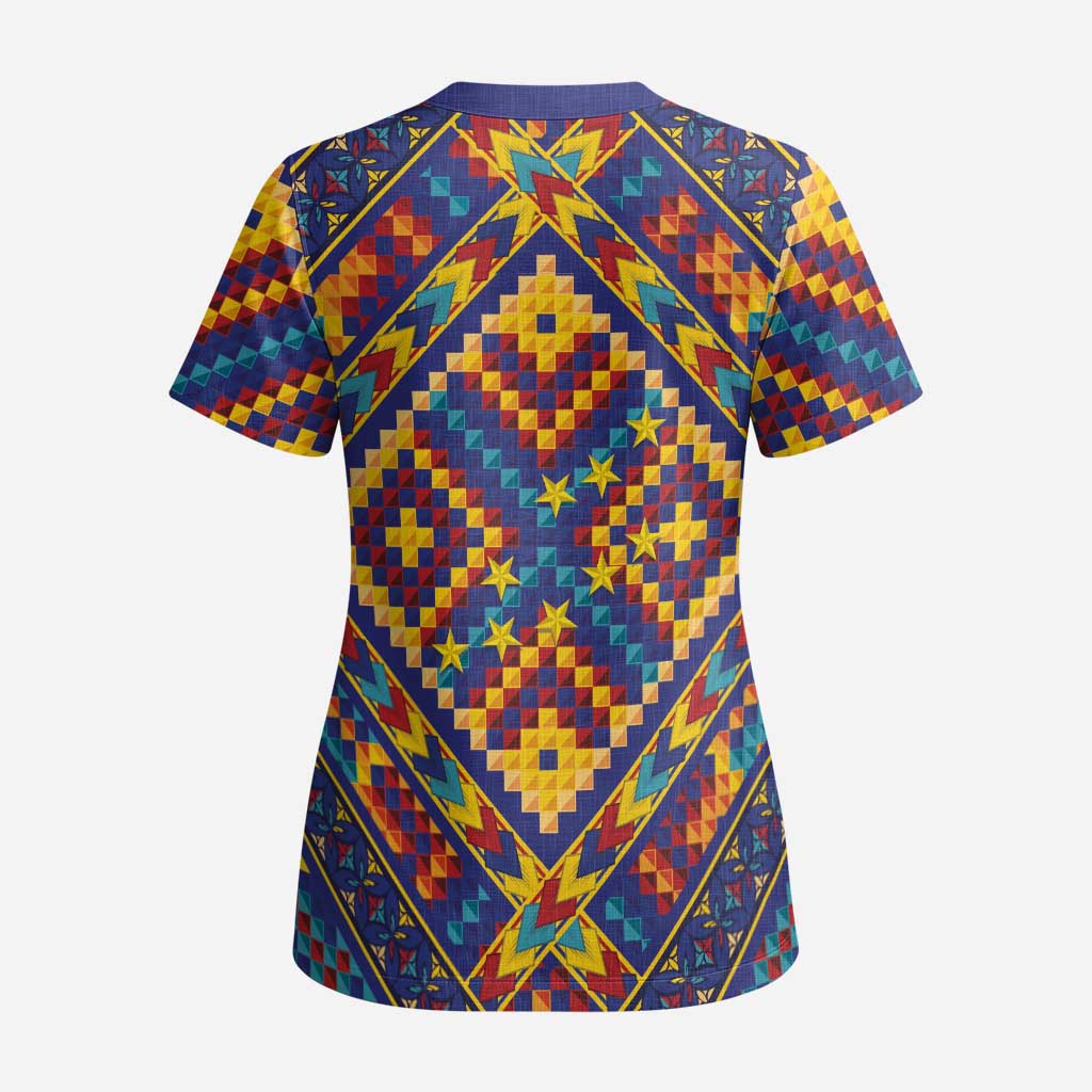 Kolose-Tuvalu Crochet Scrub Top with Polynesian and Pacific Tattoos - Polynesian Pride