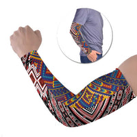 Tuvaluan and New Zealand Culture Arm Sleeves The Art of Kolose and Taniko LT03 Set of 2 Navy - Polynesian Pride