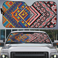 Tuvaluan and New Zealand Culture Auto Sun Shade The Art of Kolose and Taniko LT03 Navy - Polynesian Pride