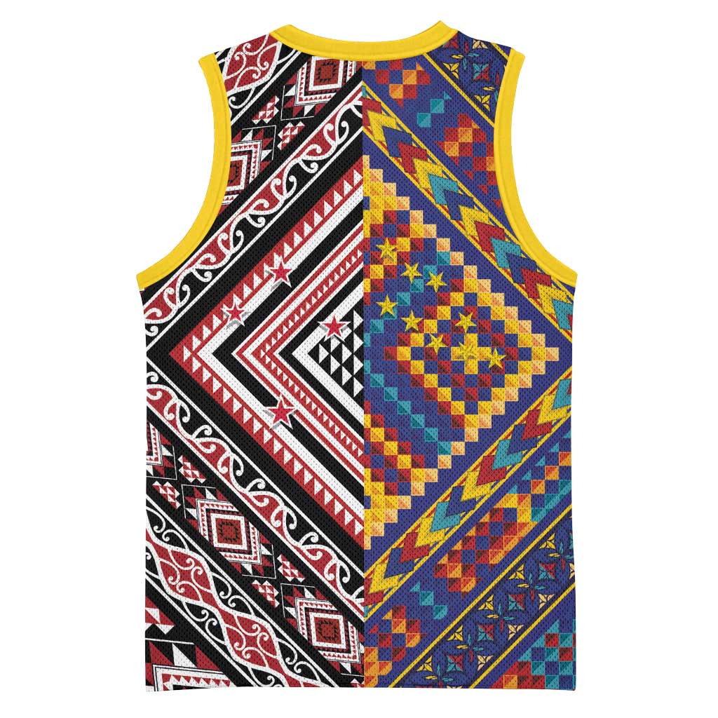 Tuvaluan and New Zealand Culture Basketball Jersey The Art of Kolose and Taniko LT03 - Polynesian Pride