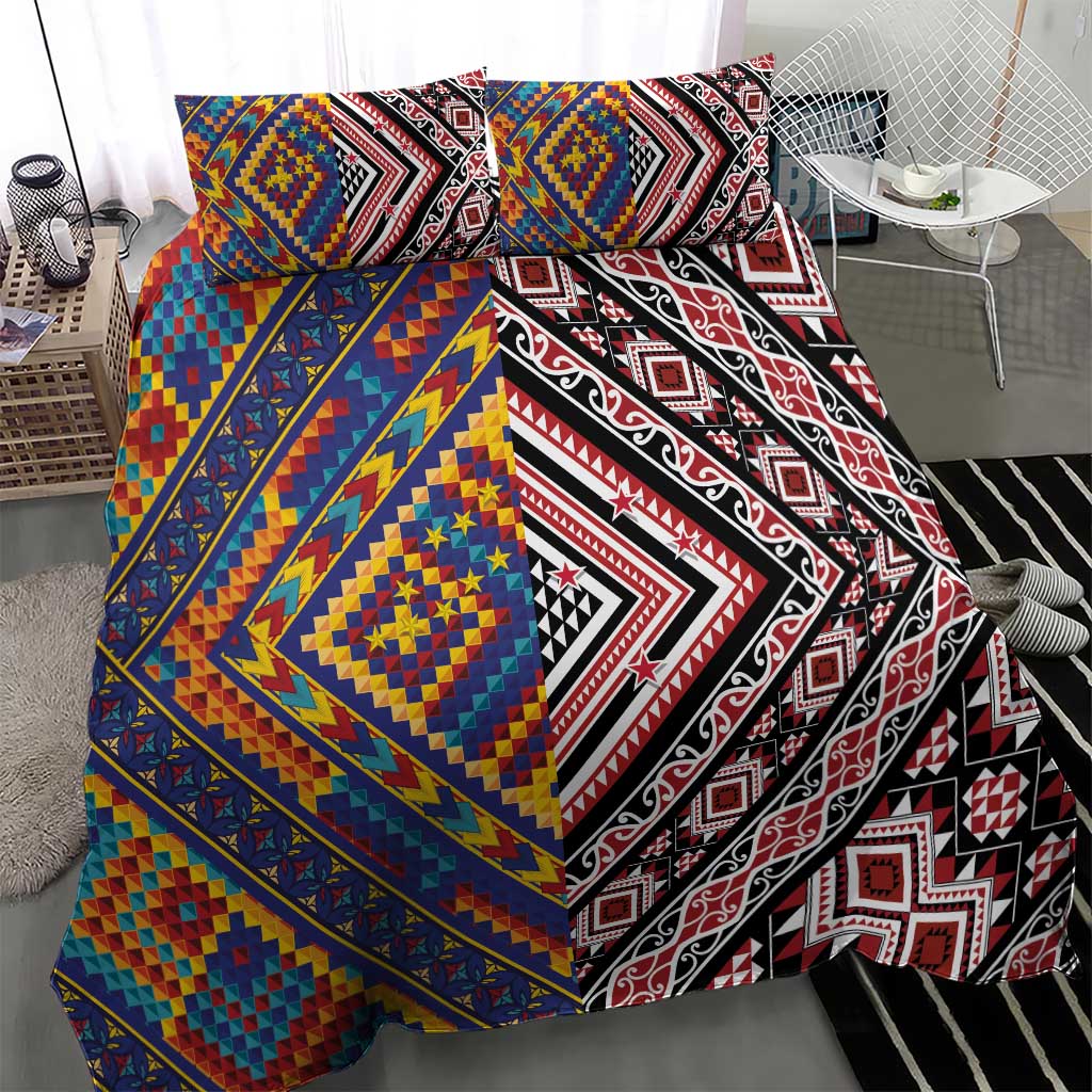 Tuvaluan and New Zealand Culture Bedding Set The Art of Kolose and Taniko LT03 - Polynesian Pride