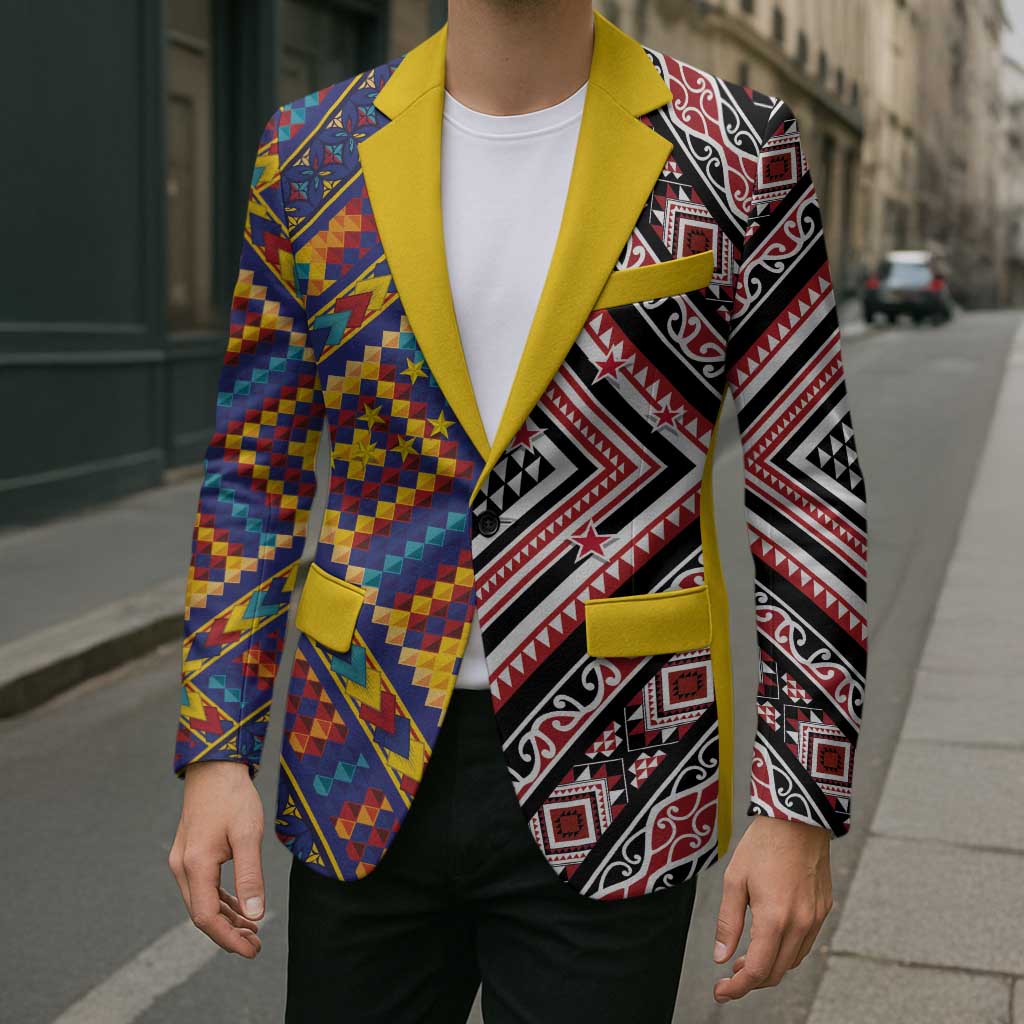 Tuvaluan and New Zealand Culture Blazer The Art of Kolose and Taniko LT03 - Polynesian Pride