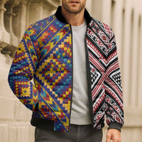 Tuvaluan and New Zealand Culture Bomber Puffer Jacket The Art of Kolose and Taniko LT03 - Polynesian Pride
