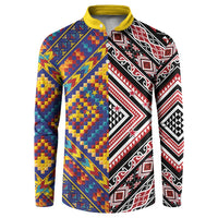 Tuvaluan and New Zealand Culture Button Sweatshirt The Art of Kolose and Taniko LT03 Navy - Polynesian Pride