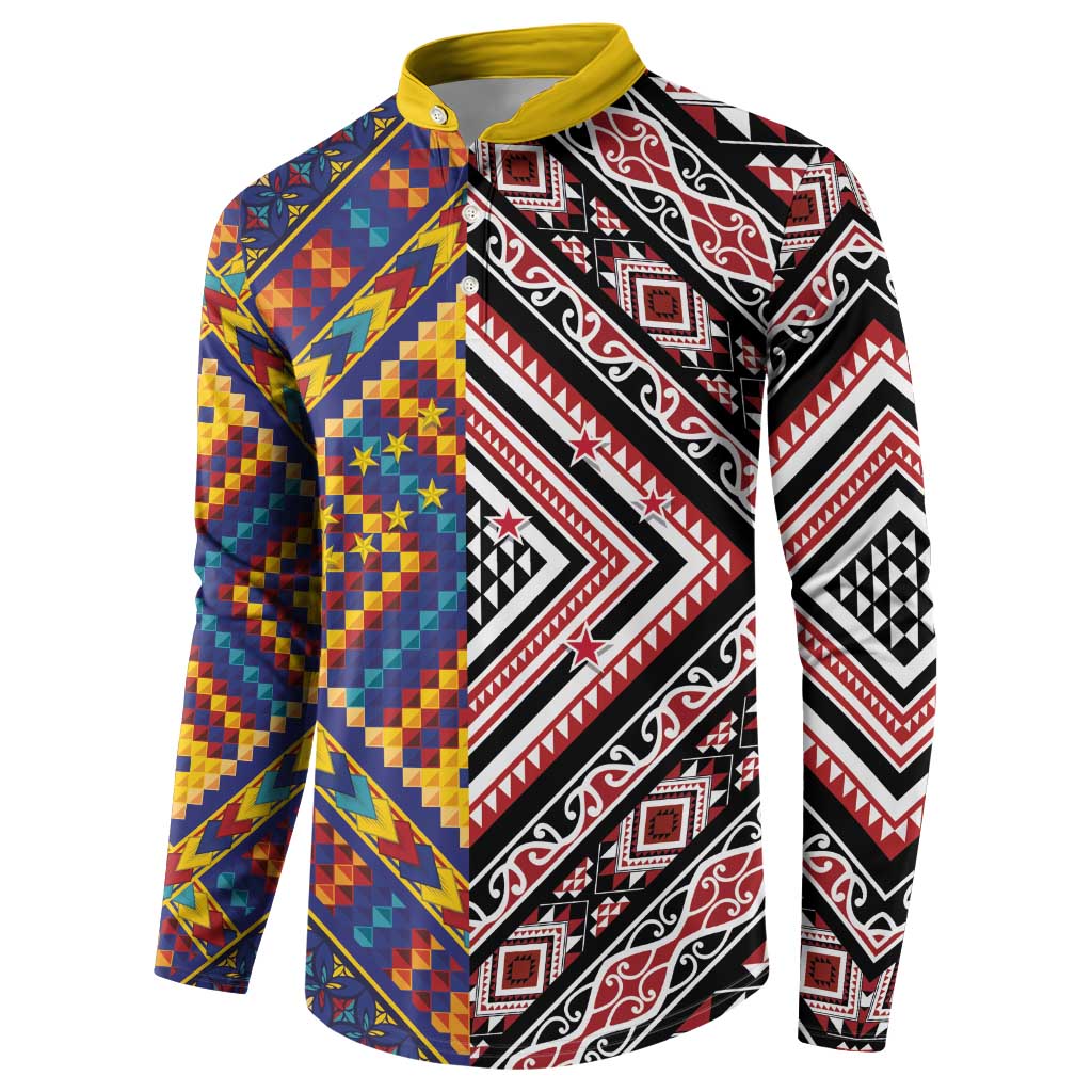 Tuvaluan and New Zealand Culture Button Sweatshirt The Art of Kolose and Taniko LT03 - Polynesian Pride
