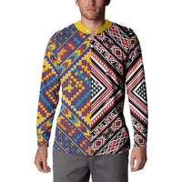 Tuvaluan and New Zealand Culture Button Sweatshirt The Art of Kolose and Taniko LT03 - Polynesian Pride