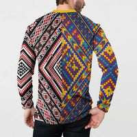 Tuvaluan and New Zealand Culture Button Sweatshirt The Art of Kolose and Taniko LT03 - Polynesian Pride