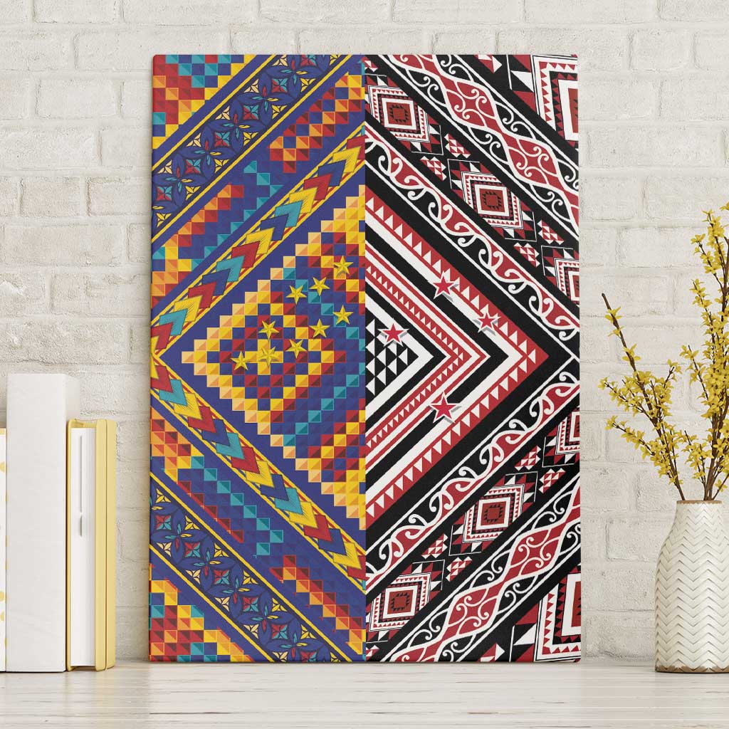 Tuvaluan and New Zealand Culture Canvas Wall Art The Art of Kolose and Taniko LT03 Without Frame Navy - Polynesian Pride