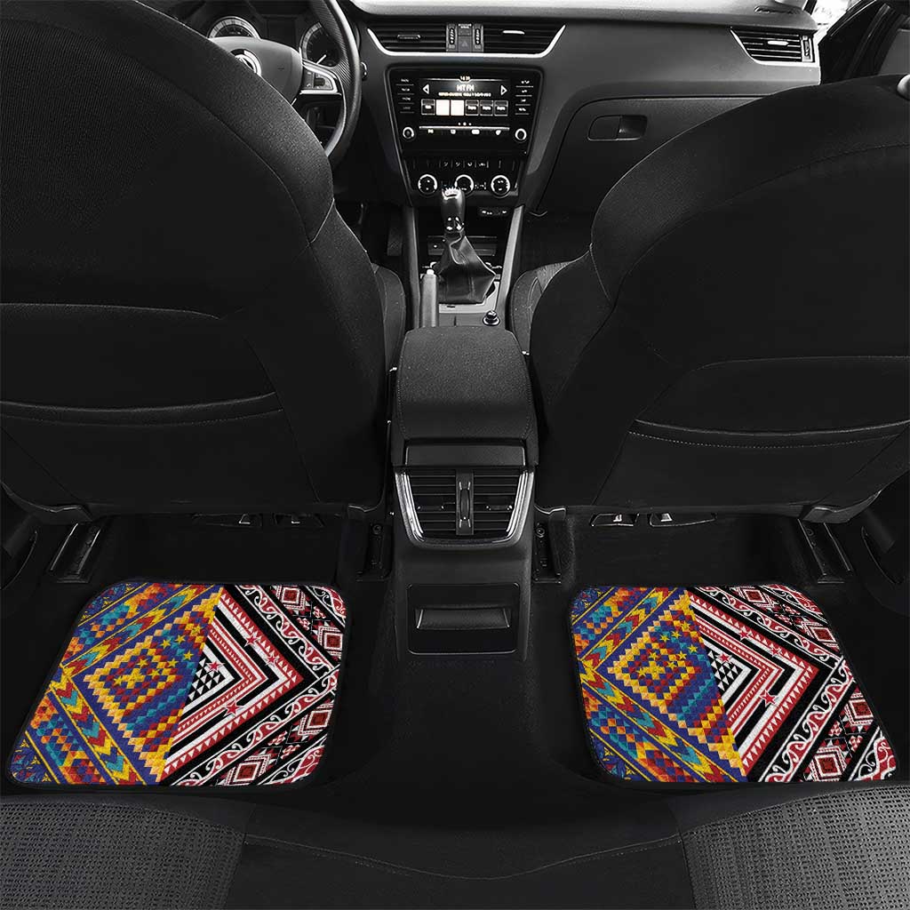 Tuvaluan and New Zealand Culture Car Mats The Art of Kolose and Taniko LT03 Set 2pcs - Back Navy - Polynesian Pride
