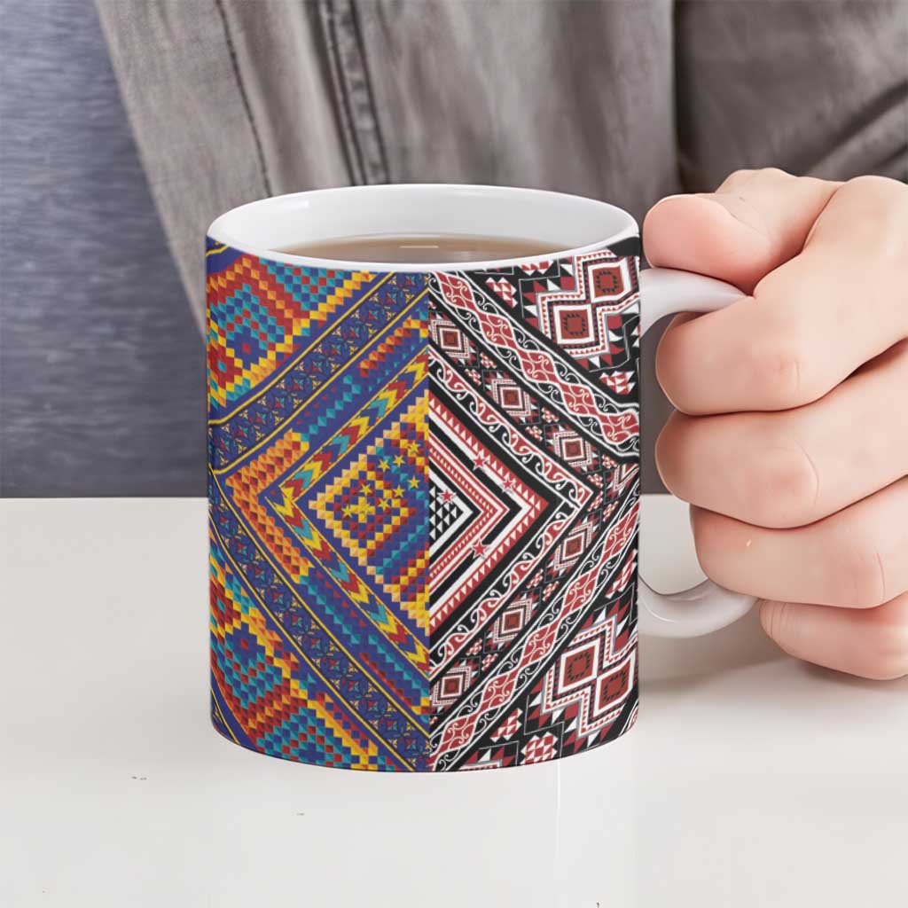 Tuvaluan and New Zealand Culture Ceramic Mug The Art of Kolose and Taniko LT03 - Polynesian Pride