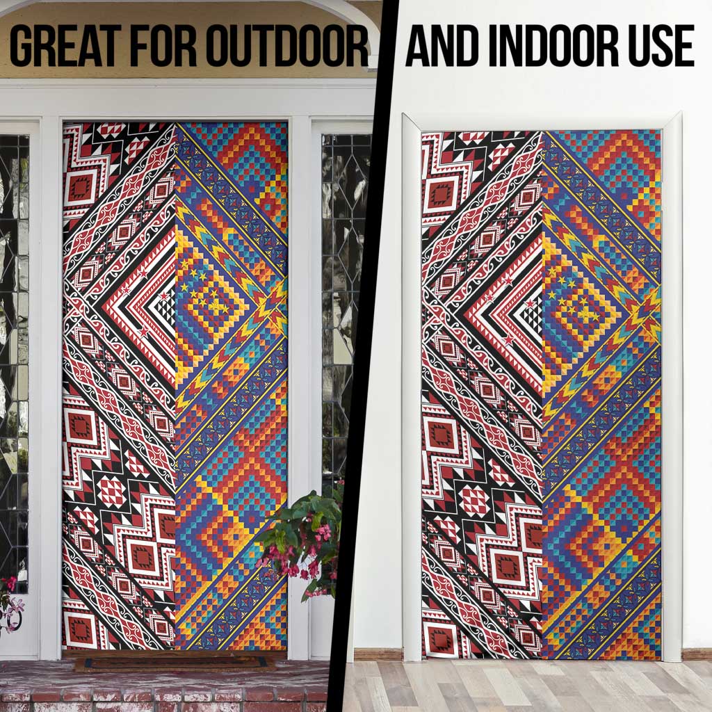 Tuvaluan and New Zealand Culture Door Cover The Art of Kolose and Taniko LT03 - Polynesian Pride