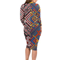 Tuvaluan and New Zealand Culture Family Matching Long Sleeve Bodycon Dress and Hawaiian Shirt The Art of Kolose and Taniko LT03 - Polynesian Pride