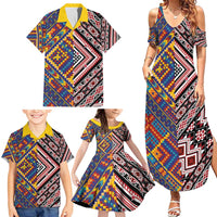 Tuvaluan and New Zealand Culture Family Matching Summer Maxi Dress and Hawaiian Shirt The Art of Kolose and Taniko LT03 - Polynesian Pride