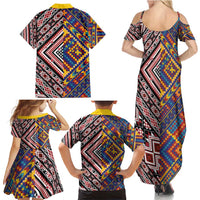 Tuvaluan and New Zealand Culture Family Matching Summer Maxi Dress and Hawaiian Shirt The Art of Kolose and Taniko LT03 - Polynesian Pride