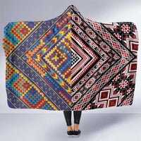Tuvaluan and New Zealand Culture Hooded Blanket The Art of Kolose and Taniko LT03 One Size Navy - Polynesian Pride