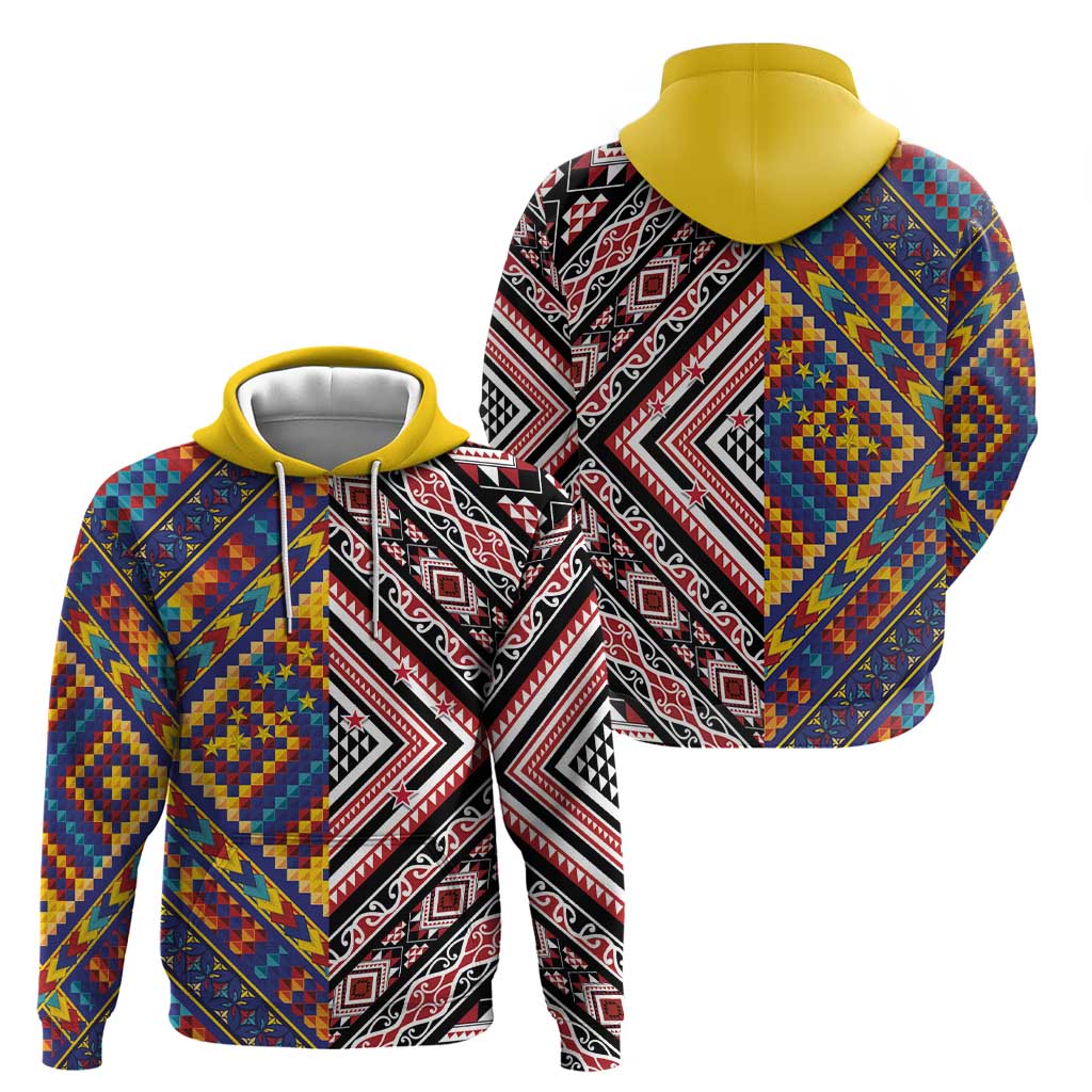 Tuvaluan and New Zealand Culture Hoodie The Art of Kolose and Taniko LT03 - Polynesian Pride