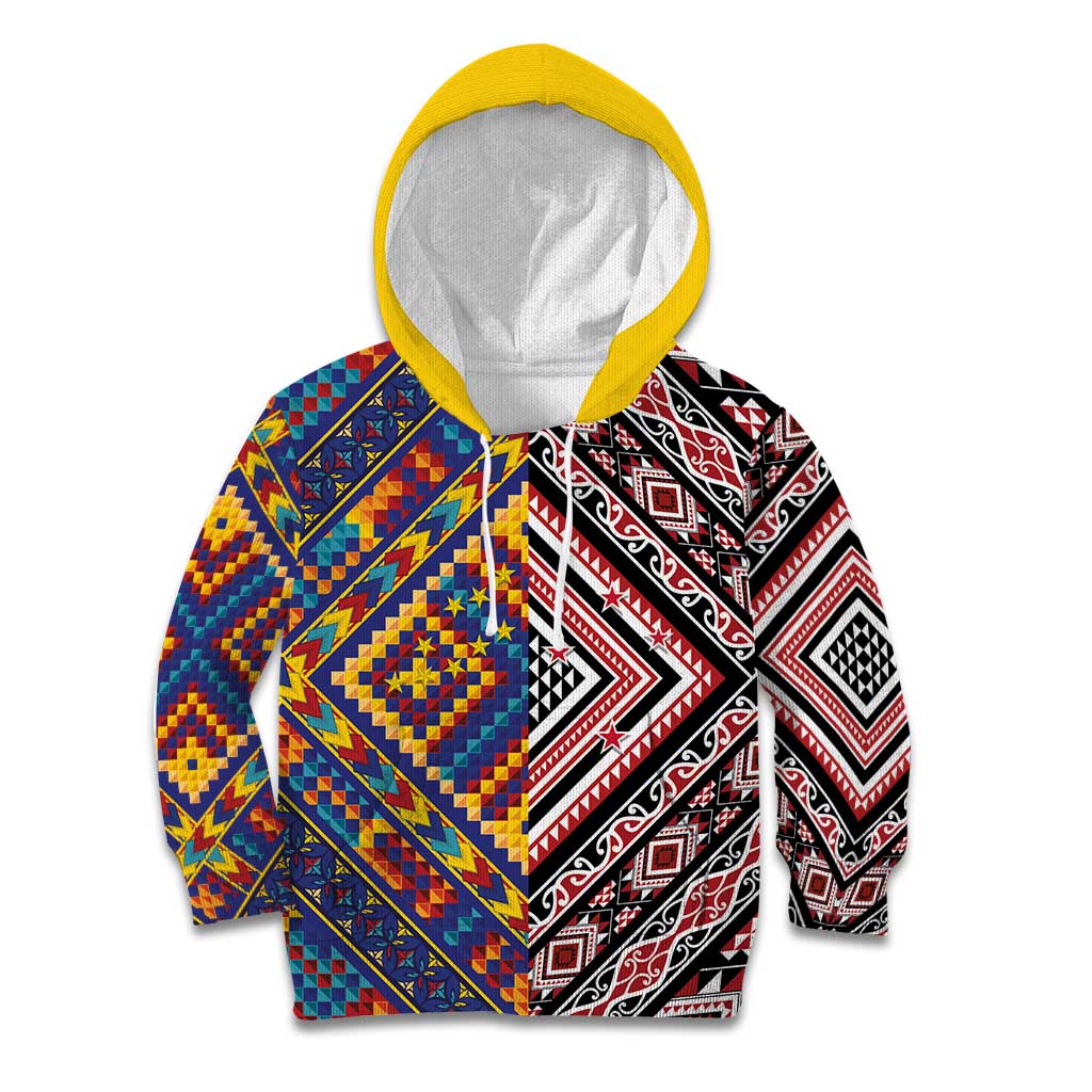 Tuvaluan and New Zealand Culture Kid Hoodie The Art of Kolose and Taniko LT03 Hoodie Navy - Polynesian Pride