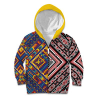 Tuvaluan and New Zealand Culture Kid Hoodie The Art of Kolose and Taniko LT03 Zip Hoodie Navy - Polynesian Pride