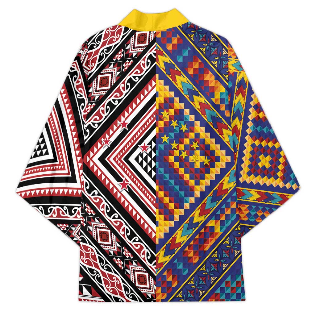 Tuvaluan and New Zealand Culture Kimono The Art of Kolose and Taniko LT03 - Polynesian Pride